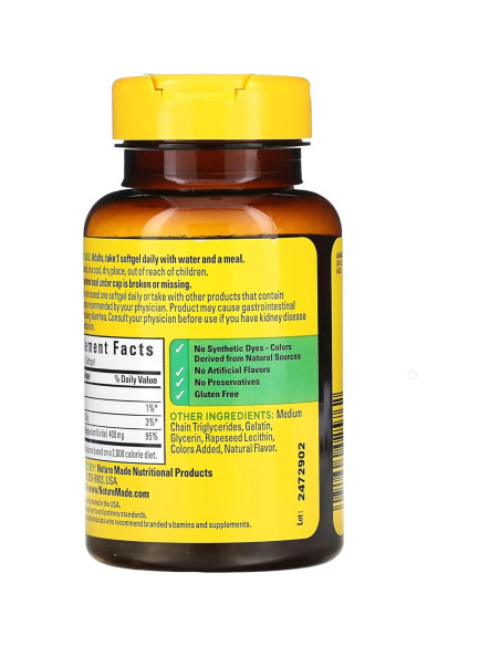 Suplemento de Magnesio Óxido Nature Made 400 mg 60 Gelatinas