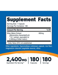 Melón Amargo Nutricost 600mg - 180 Cápsulas Sin Gluten 2