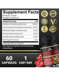 Suplemento de Berberina con Canela de Ceilán 60 Cápsulas 2