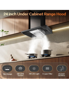 Campana de Cocina Bajo Gabinete Zomagas 24" Negra 280 CFM 2