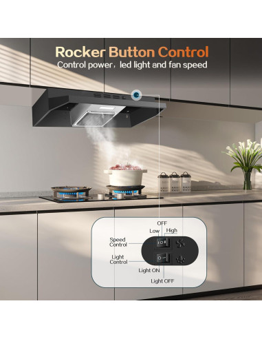 Campana de Cocina Bajo Gabinete Zomagas 24" Negra 280 CFM