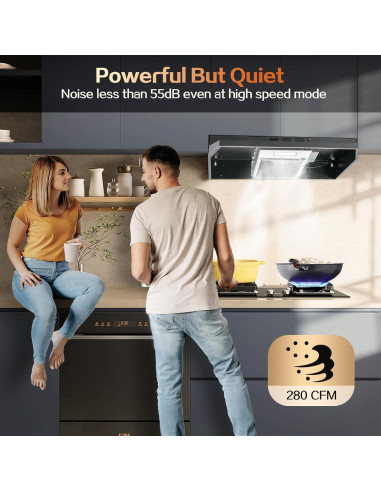 Campana de Cocina Bajo Gabinete Zomagas 24" Negra 280 CFM