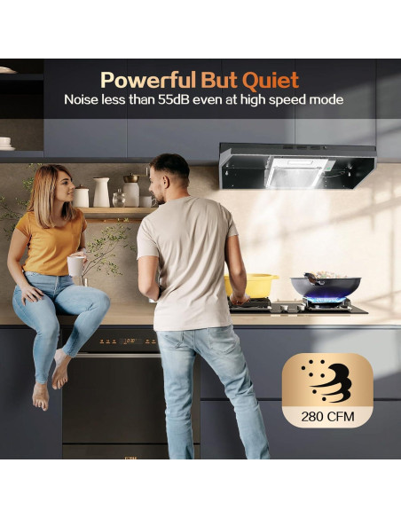 Campana de Cocina Bajo Gabinete Zomagas 24" Negra 280 CFM