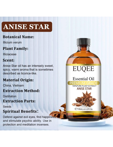 Aceite Esencial de Estrella de Anís 118ml EUQEE - Fragancia Pura Aceite Esencial de Estrella de Anís 118ml EUQEE - Fragancia Pura