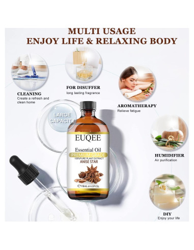 Aceite Esencial de Estrella de Anís 118ml EUQEE - Fragancia Pura