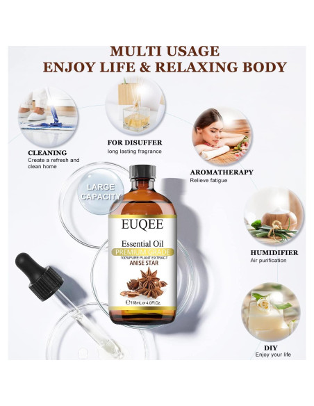 Aceite Esencial de Estrella de Anís 118ml EUQEE - Fragancia Pura Aceite Esencial de Estrella de Anís 118ml EUQEE - Fragancia Pura