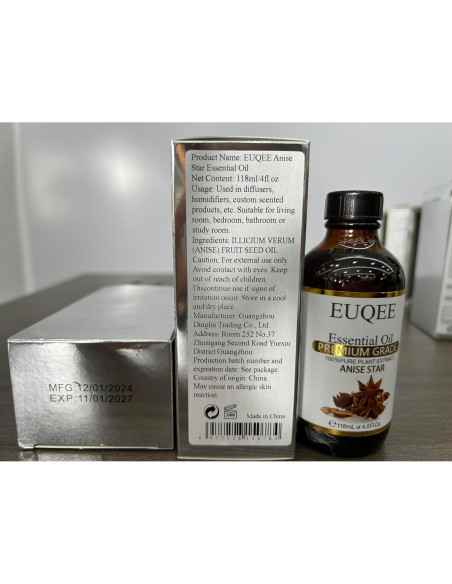Aceite Esencial de Estrella de Anís 118ml EUQEE - Fragancia Pura Aceite Esencial de Estrella de Anís 118ml EUQEE - Fragancia Pura