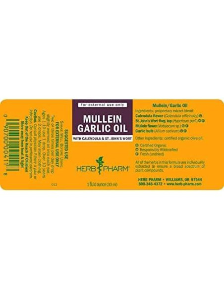 Aceite Herbal de Mullein y Ajo Herb Pharm 28.35g Orgánico