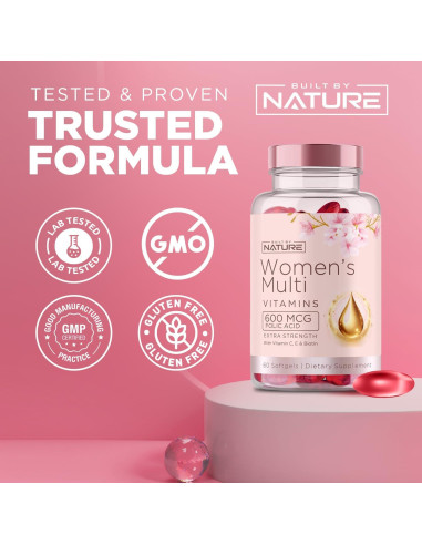 Vitaminas Built By Nature para Mujeres - Multivitamínico 60 Softgels