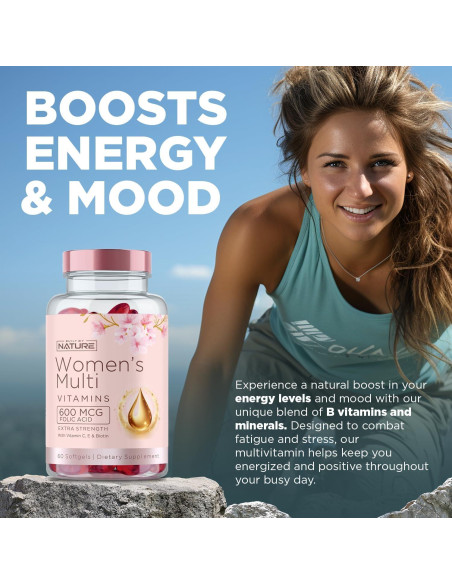 Vitaminas Built By Nature para Mujeres - Multivitamínico 60 Softgels