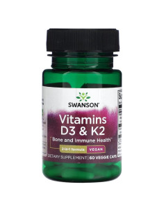 Swanson Vitaminas D3 2000 IU y K2 75 mcg 60 Cápsulas Veganas