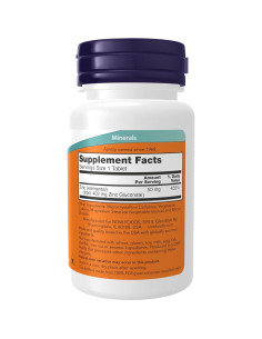 Suplemento de Zinc Gluconato NOW Foods 50 mg 100 Tabletas 2