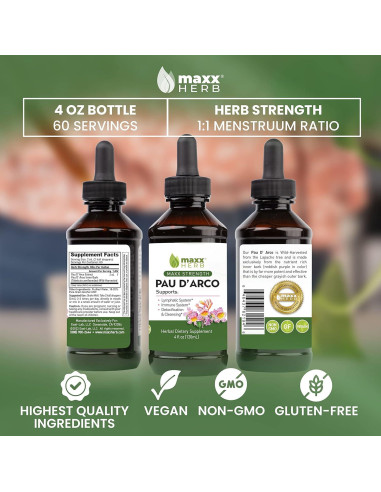Tinctura Pau D'Arco Maxx Herb 118 ml - Extracto Potente Inmunológico