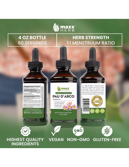 Tinctura Pau D'Arco Maxx Herb 118 ml - Extracto Potente Inmunológico