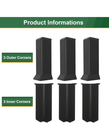 Bloques de Esquina Autoadhesivos GAMZAU 10cm Negros - 3 Internos + 3 Externos