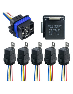 Paquete de 5 Relés Impermeables 12V DC 40/30A con Arnés Cobre