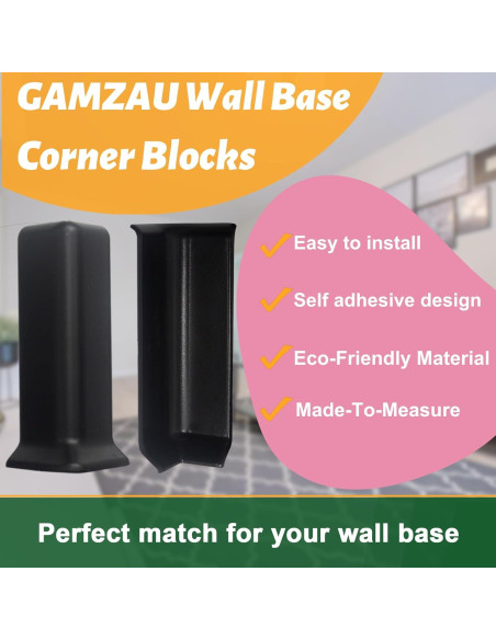 Bloques de Esquina Autoadhesivos GAMZAU 10cm Negros - 3 Internos + 3 Externos