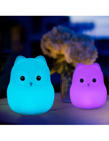 Luz Nocturna para Bebés Tecomax Pájaro, Control Táctil, 9 Colores