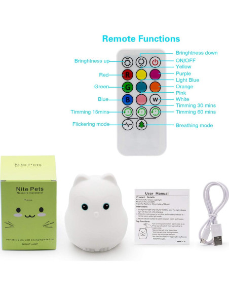 Luz Nocturna para Bebés Tecomax Pájaro, Control Táctil, 9 Colores Luz Nocturna para Bebés Tecomax Pájaro, Control Táctil, 9 Colores