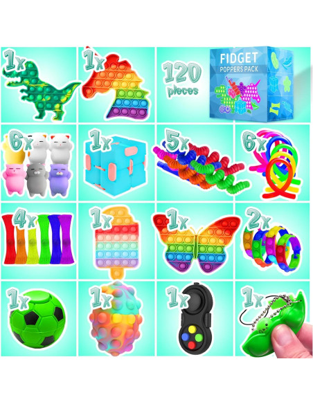 Set de 120 Juguetes Antiestrés MOZACI para Niños y Adultos Set de 120 Juguetes Antiestrés MOZACI para Niños y Adultos