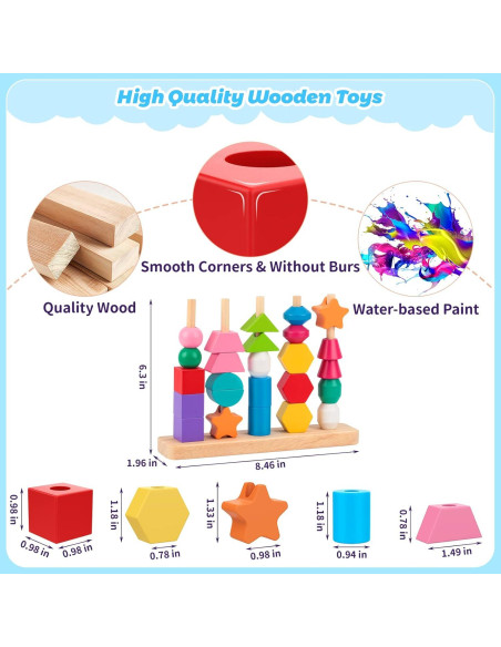 Juego de secuenciación Montessori Hieoby - Bloques y cuentas 22x17 cm Juego de secuenciación Montessori Hieoby - Bloques y cuentas 22x17 cm