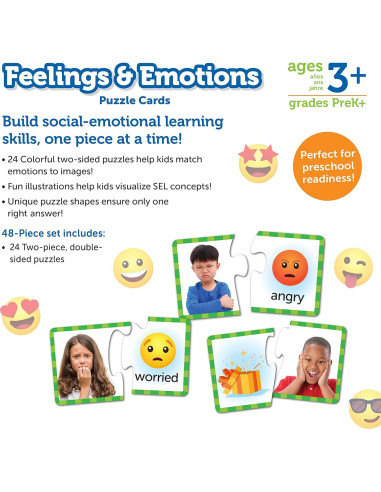 Rompecabezas de Sentimientos y Emociones Learning Resources - 48 Piezas