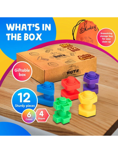 Skoolzy Set Montessori 12 Piezas Tuercas y Tornillos 18+ Meses Skoolzy Set Montessori 12 Piezas Tuercas y Tornillos 18+ Meses
