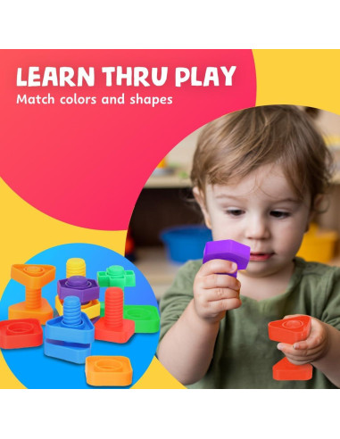 Skoolzy Set Montessori 12 Piezas Tuercas y Tornillos 18+ Meses