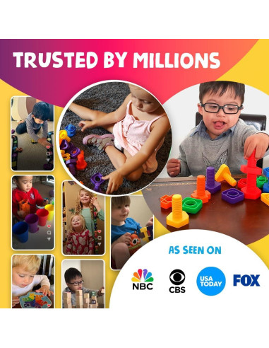 Skoolzy Set Montessori 12 Piezas Tuercas y Tornillos 18+ Meses