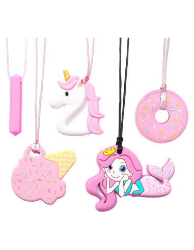 Collares Masticables Sensoriales 5 PCS Silicona Grado Alimentario