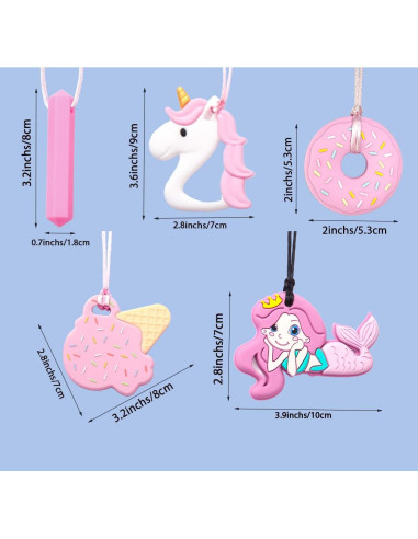 Collares Masticables Sensoriales 5 PCS Silicona Grado Alimentario