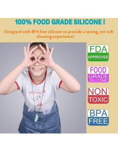 Collar Masticable Sensorial de Silicona - 3 Piezas Hoja y Pluma 2