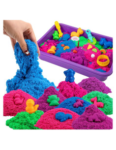 Caja Sensorial Asoxt 43pcs con Arena de Color 1.81kg para Niños 3-8