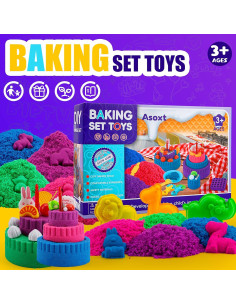 Caja Sensorial Asoxt 43pcs con Arena de Color 1.81kg para Niños 3-8 2