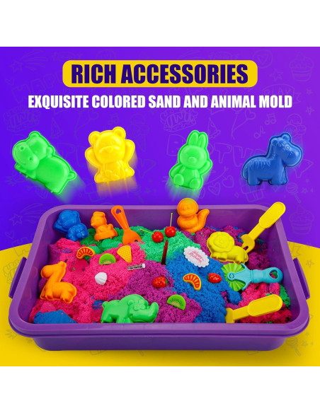 Caja Sensorial Asoxt 43pcs con Arena de Color 1.81kg para Niños 3-8