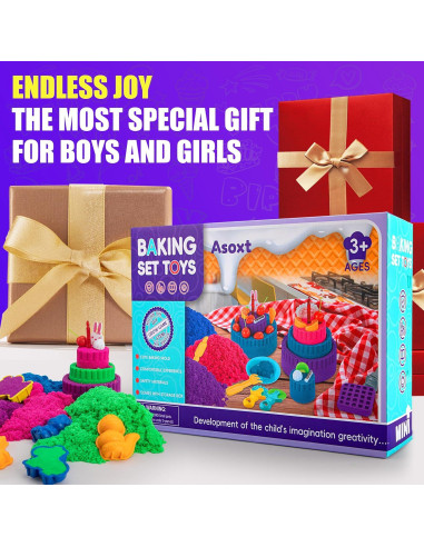 Caja Sensorial Asoxt 43pcs con Arena de Color 1.81kg para Niños 3-8