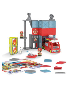 Estación de Bomberos Tile Town + Juego Magnético 66 Piezas