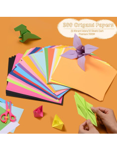300 Hojas de Papel Origami SiluFlorid 6x6 cm Doble Cara 2