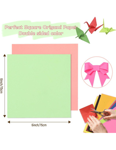 300 Hojas de Papel Origami SiluFlorid 6x6 cm Doble Cara