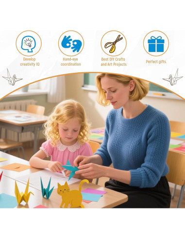 300 Hojas de Papel Origami SiluFlorid 6x6 cm Doble Cara