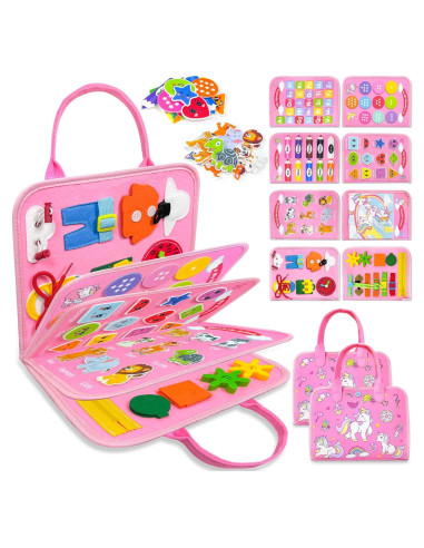 Tablero Ocupado Montessori Walenty Unicornio Rosa 8 Páginas