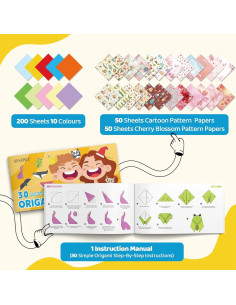 Kit de Origami SeseBee 300 Hojas 15x15 cm 10 Colores 2