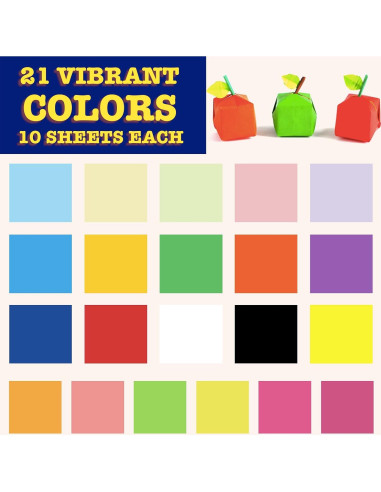 Papel de Origami WZYIHAO 210 Hojas 21 Colores 15 cm
