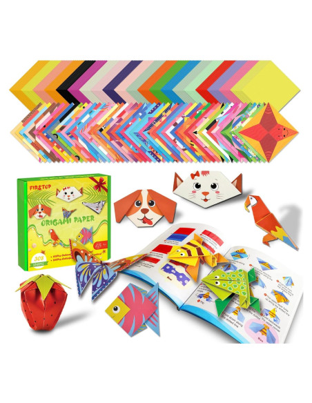 Kit de Origami Firstop 308 Hojas 14x14 cm con Guía