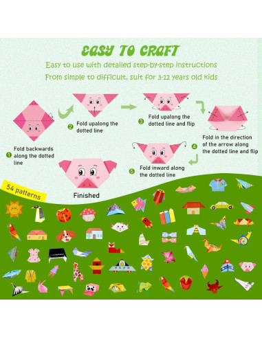 Kit de Origami Firstop 308 Hojas 14x14 cm con Guía