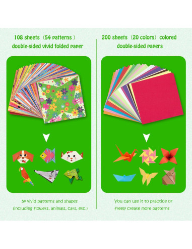 Kit de Origami Firstop 308 Hojas 14x14 cm con Guía