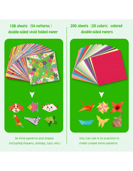 Kit de Origami Firstop 308 Hojas 14x14 cm con Guía