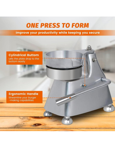 Prensa de Hamburguesas Hakka SL-035 Acero Inoxidable 3 en 1