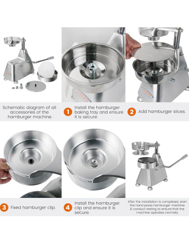 Prensa de Hamburguesas Hakka SL-035 Acero Inoxidable 3 en 1