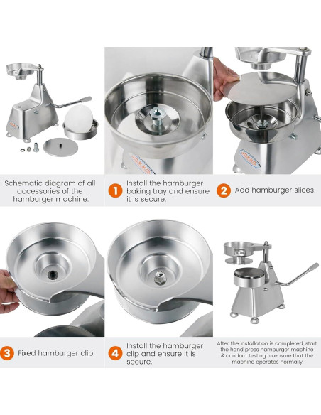 Prensa de Hamburguesas Hakka SL-035 Acero Inoxidable 3 en 1